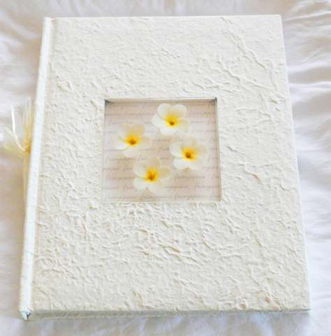 Frangipani Design on Mulberry Paper- Portrait Photo Album - Dry Mount - Large
